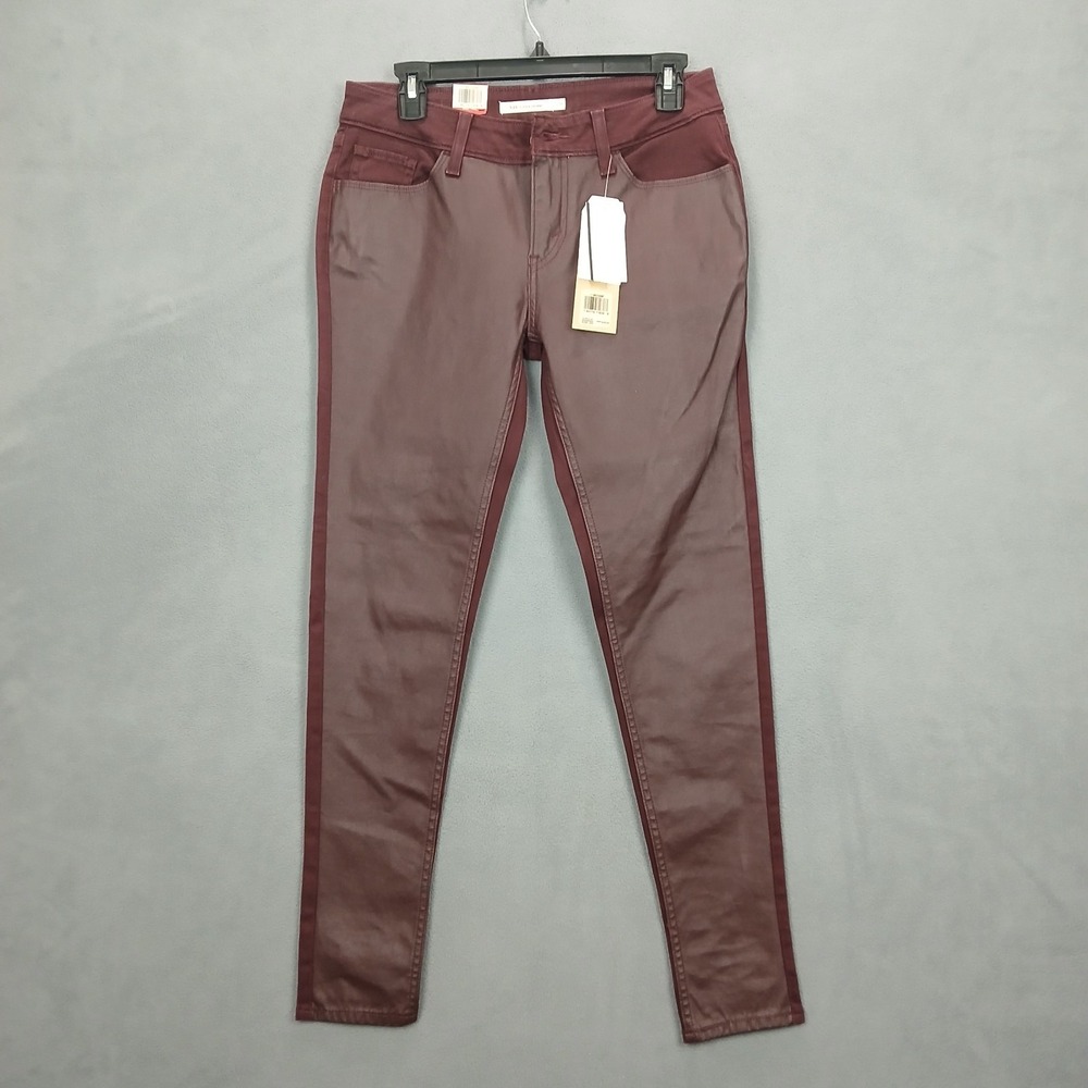 Levi's 535 Super Skinny Jeans Womens 28x30 Burgundy Two Tone Slim Fit Mid Rise